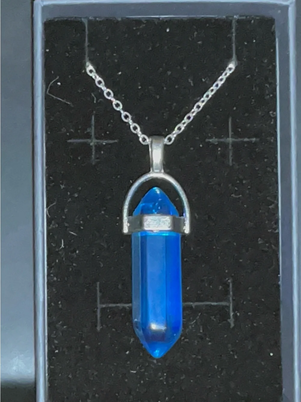 Blue Crystal Point Pendant Necklace - Women's Jewelry